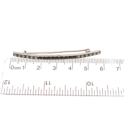 925 Sterling Silver Antique Art Deco Faux Pearl & Rhinestone Bar Pin Brooch