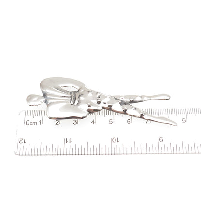925 Sterling Silver Vintage Mexico Lady in Costume Oxidized Pin Brooch