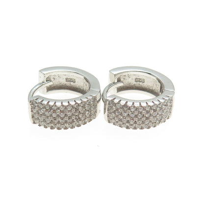 925 Sterling Silver Round-Cut Shaped C Z Hoop Earrings