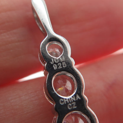 JCM JACMEL MAURITIUS 925 Sterling Silver Round-Cut Graduated C Z Mini Pendant