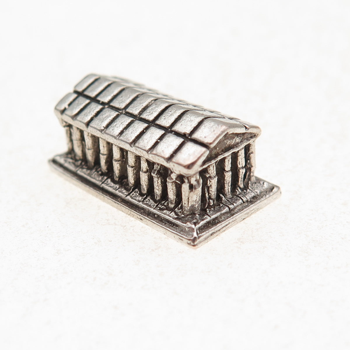 800 Silver Antique Greek Parthenon Oxidized 3D Charm Pendant