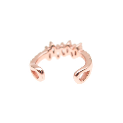 925 Sterling Silver Rose Gold Plated Round & Emerald-Cut C Z SINGLE Cuff Earring