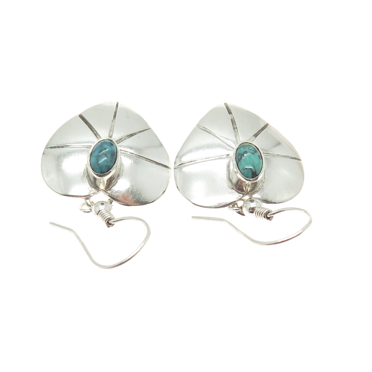 Old Pawn 925 Sterling Silver Vintage Southwestern Turquoise Dangle Earrings