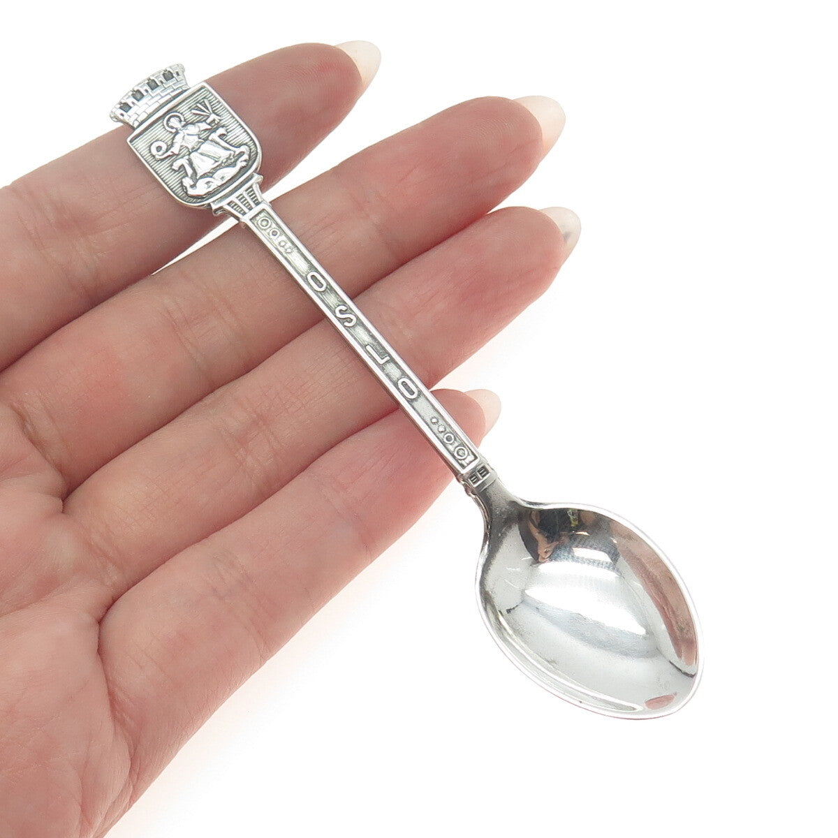 DAVID ANDERSEN 830S Silver Antique Norway Oslo States & Cities Coffee Spoon