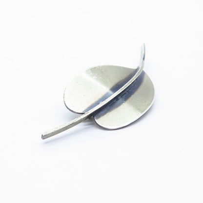 925 Sterling Silver Vintage BEAU Leaf Pin Brooch