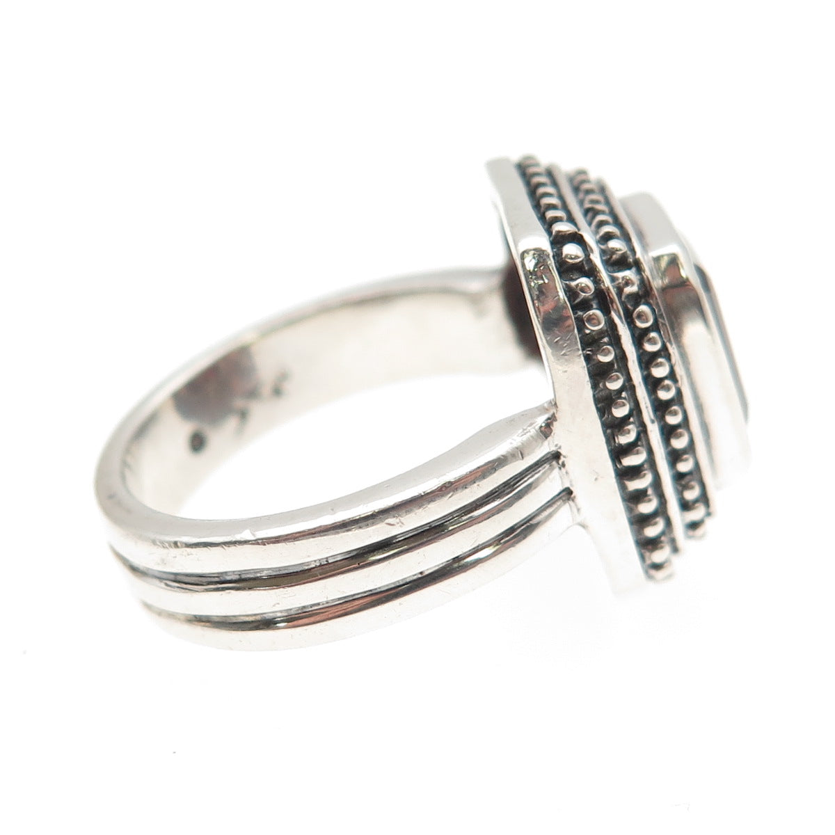 MIA T. 925 Sterling Silver Vintage Real Emerald-Cut Red Garnet Ring Size 7.25