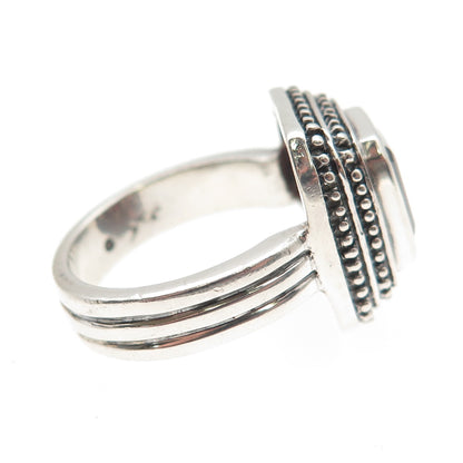 MIA T. 925 Sterling Silver Vintage Real Emerald-Cut Red Garnet Ring Size 7.25
