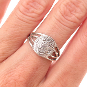 925 Sterling Silver Antique Art Deco Girl Scout Adjustable Ring Size 7