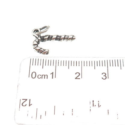 925 Sterling Silver Vintage Candy Cane Festive Christmas Mini Charm Pendant