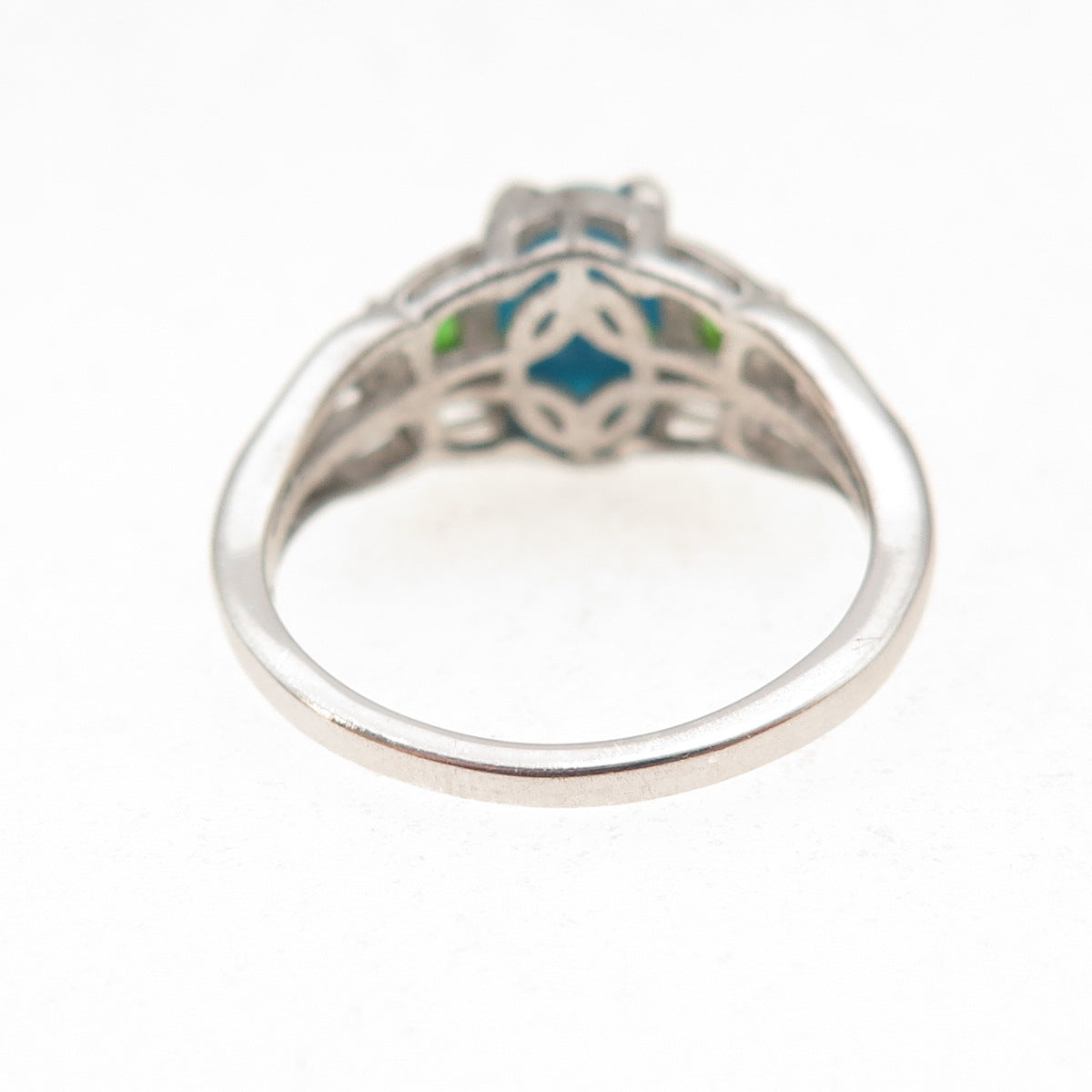 Chuck Clemency 925 Sterling Real Turquoise Peridot & White Topaz Ring Size 6.25