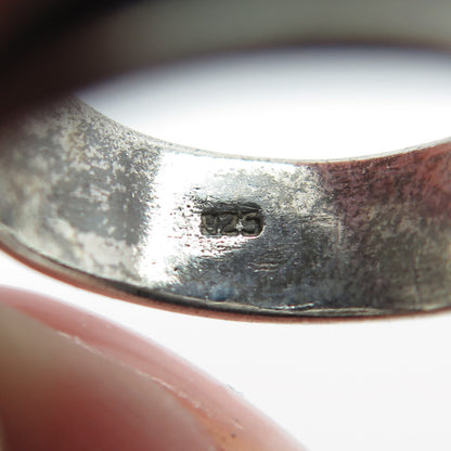 925 Sterling Silver Vintage Modernist Leaf Overlap Ring Size 6.25