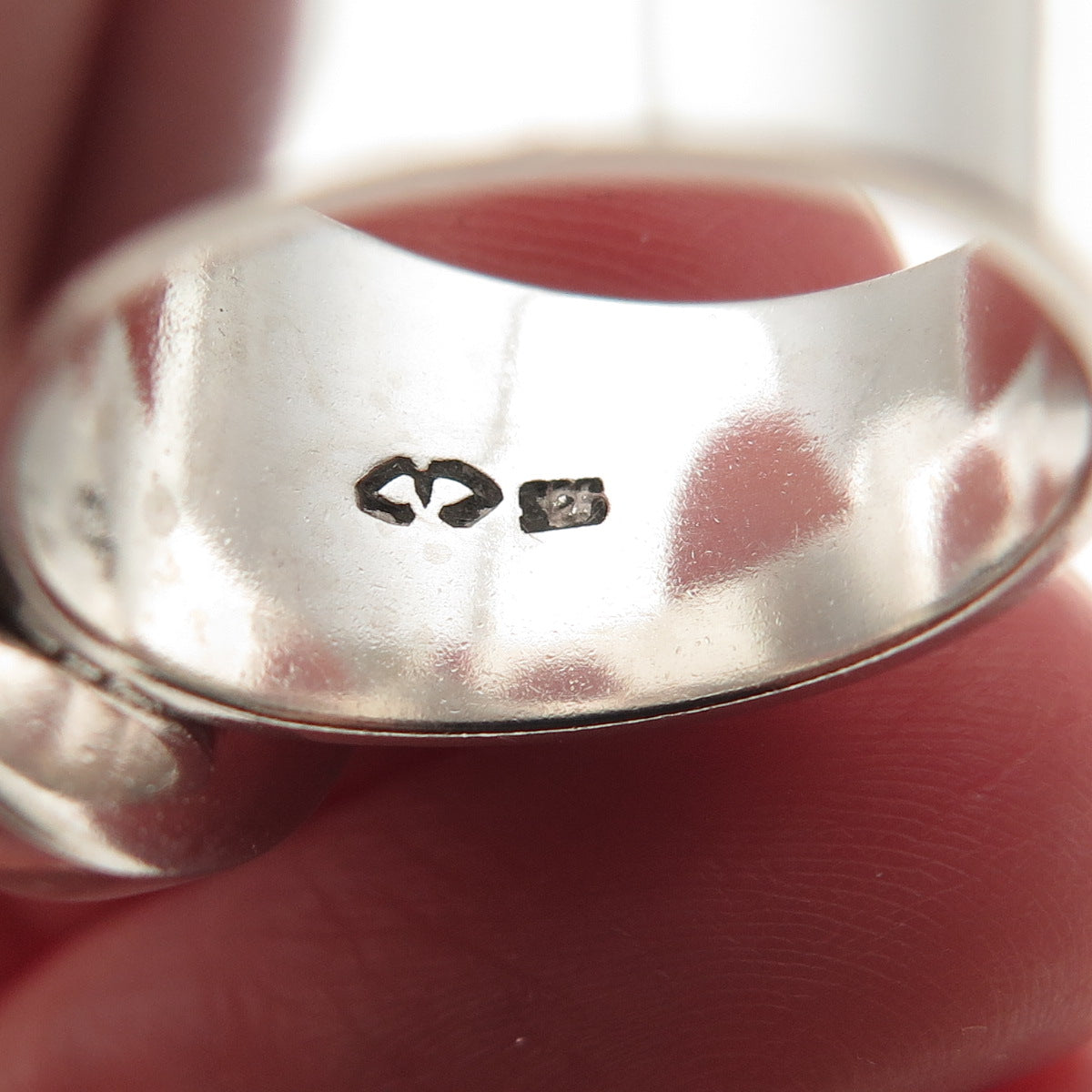 925 Sterling Silver Vintage Real Pearl Modernist Oxidized Ring Size 6.25