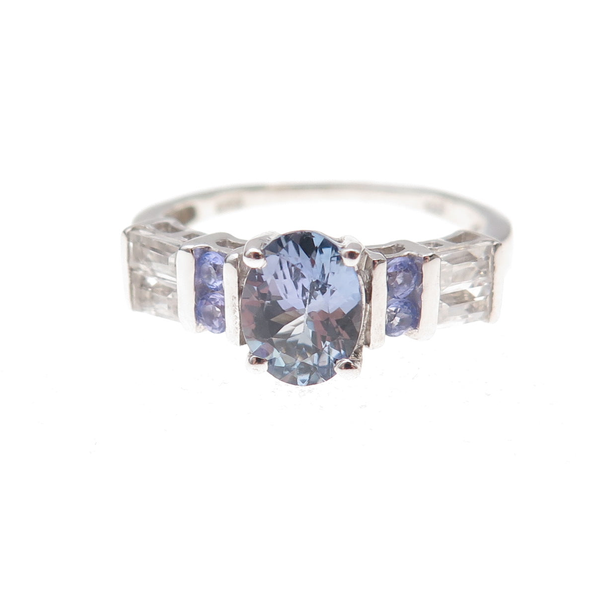 Chuck Clemency Sterling Silver Real Iolite Tanzanite White Topaz Ring Size 8.25