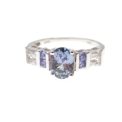 Chuck Clemency Sterling Silver Real Iolite Tanzanite White Topaz Ring Size 8.25