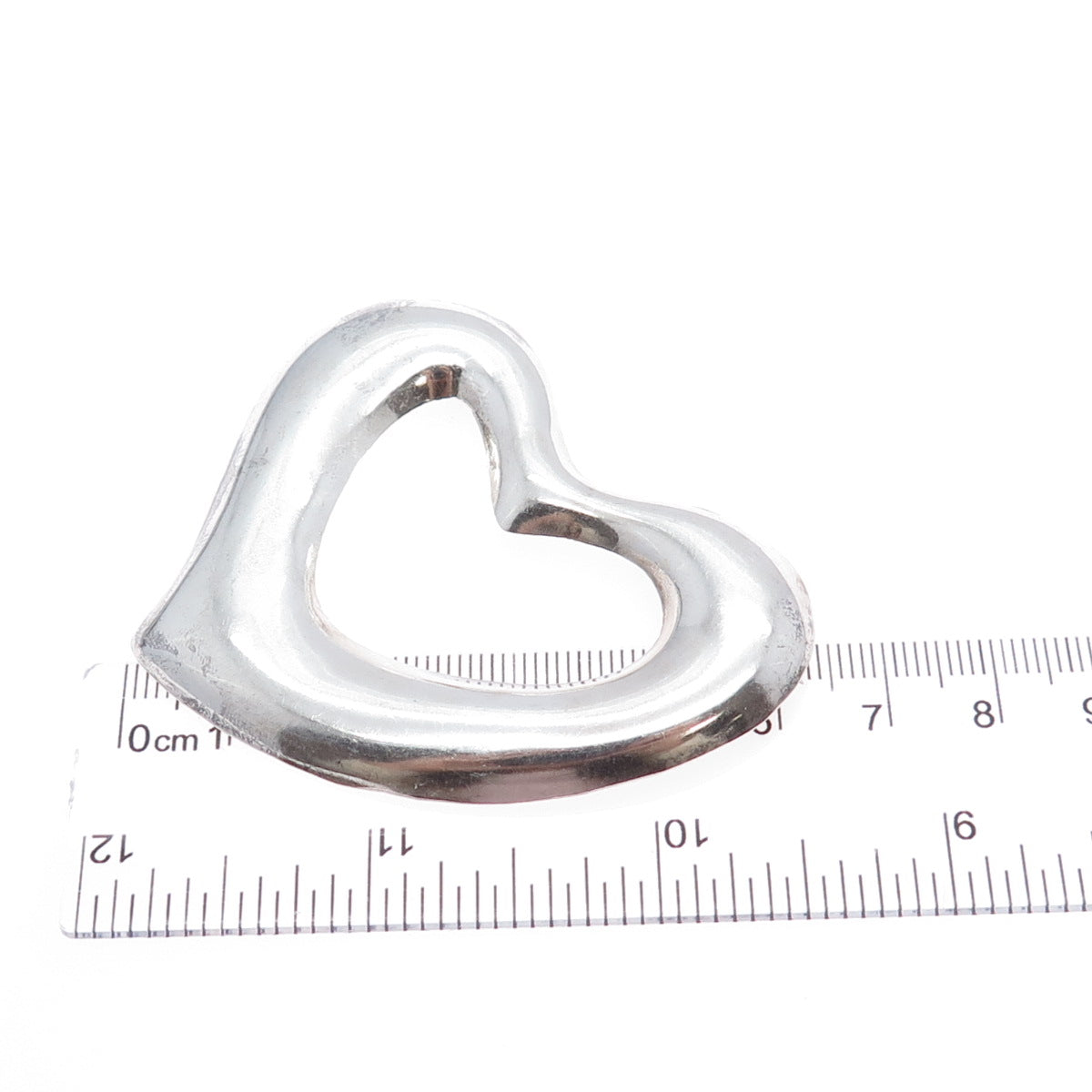 925 Sterling Silver Vintage Mexico Modernist Open Heart Pin Brooch