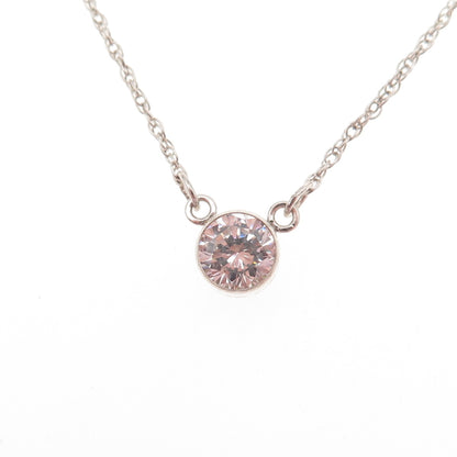 925 Sterling Silver Round-Cut C Z Twisted Rope Chain Necklace 16"
