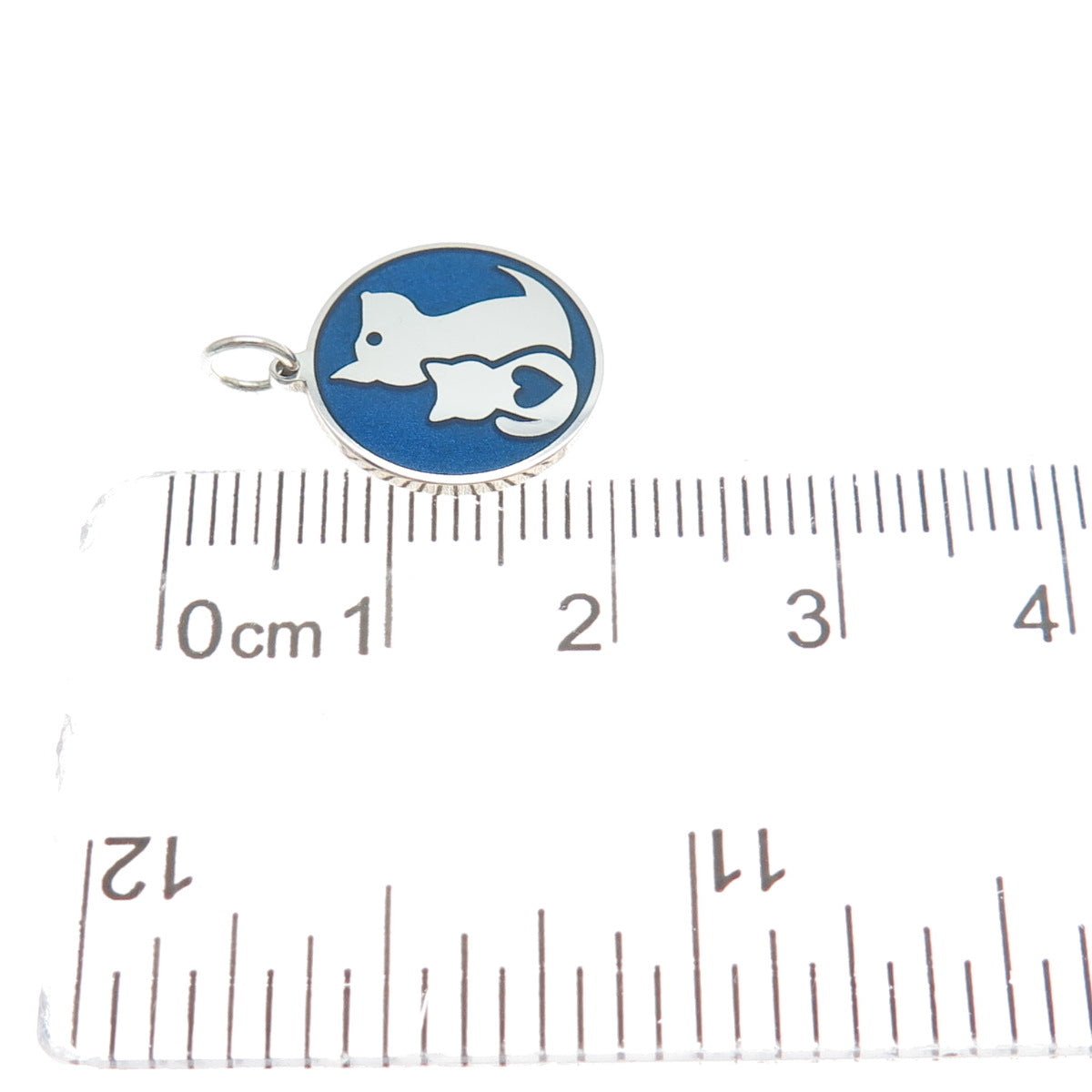 925 Sterling Silver Blue Enamel Dog & Cat Friendship Minimalist Charm Pendant