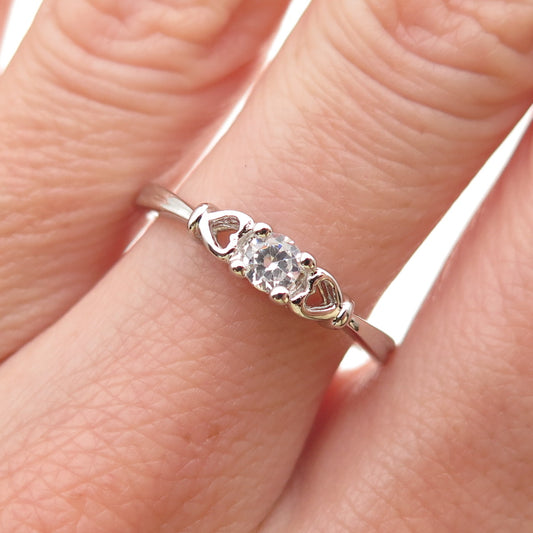 925 Sterling Silver Round-Cut C Z Heart Promise Ring Size 8