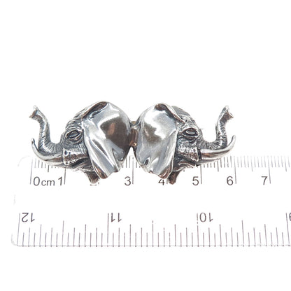 TED OTT 925 Sterling Silver Vintage Double Headed Elephant Oxidized Pin Brooch