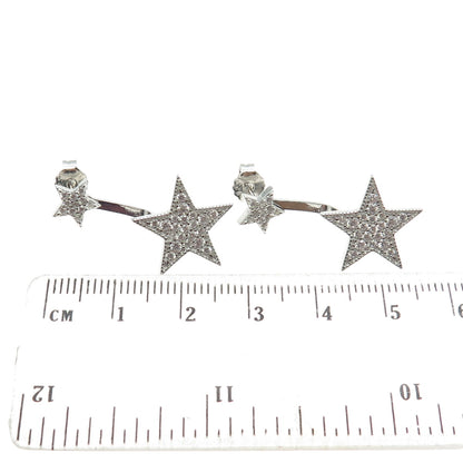 925 Sterling Silver Round-Cut C Z Star Interchangeable Earrings