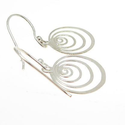 925 Sterling Silver Spiral Drop Dangling Earrings