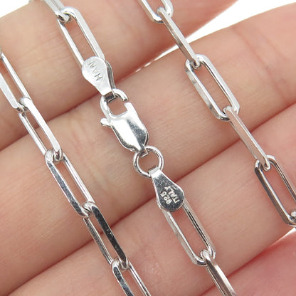 HAN 925 Sterling Silver Italy Paperclip Chain Necklace 20"