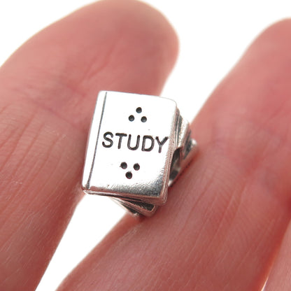 Pandora 925 Sterling Silver Wise Owl Study Text Book Slide Bead Charm