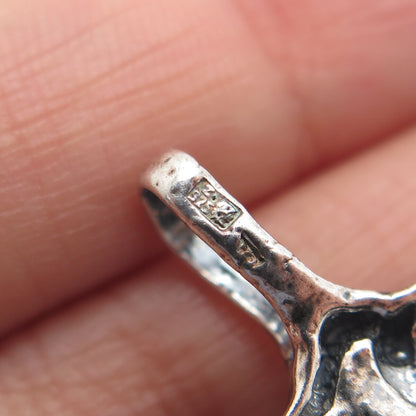 925 Sterling Silver Vintage Poland Cancer Zodiac Minimalist Oxidized Pendant
