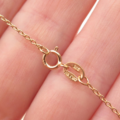 DEE BERKLE 925 Sterling Silver Gold Plated C Z Heart Cable Chain Necklace 18-20"