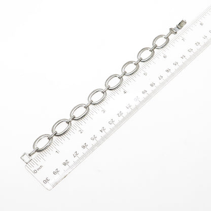 W. E. RICHARDS 925 Sterling Silver Antique Art Deco Oval Link Bracelet 6.25"