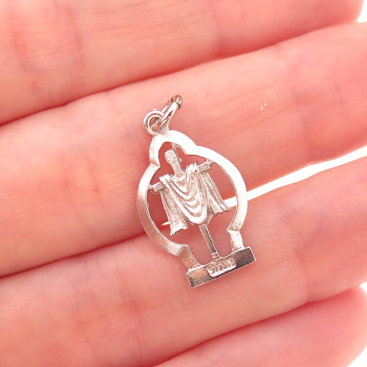 925 Sterling Silver Vintage Holy Orders Cross Oxidized Charm Pendant