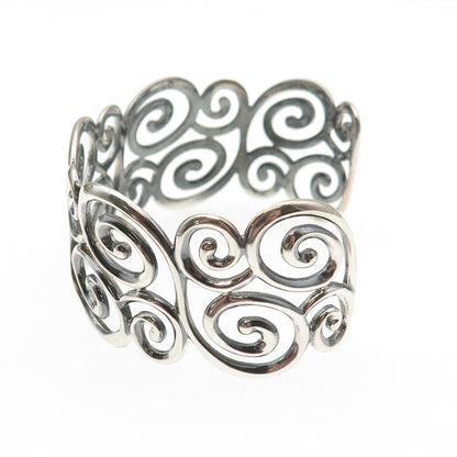 ROSS SIMONS Sterling Silver Vintage Modernist Swirl Adjustable Bracelet 6.75"