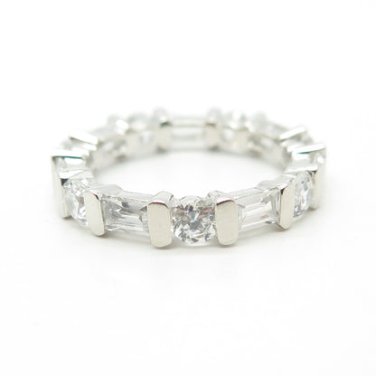 925 Sterling Silver NF Chapal-Zenray C Z All Around Eternity Band Ring Size 6.25