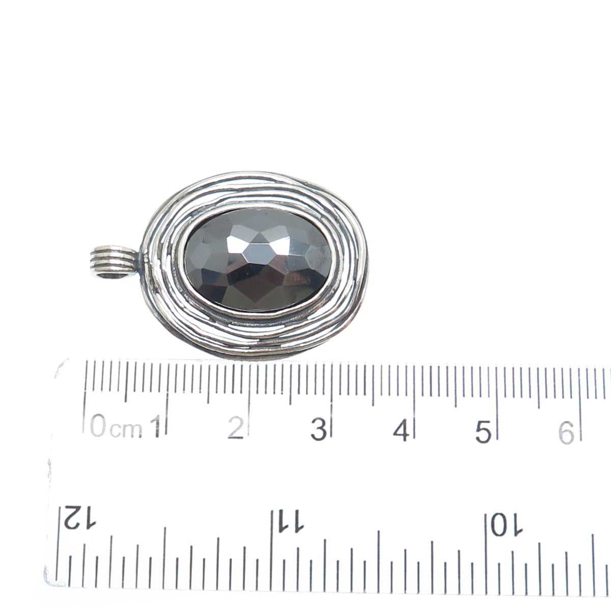 OR PAZ PZ 925 Sterling Silver Vintage Israel Real Hematite Oxidized Nest Pendant
