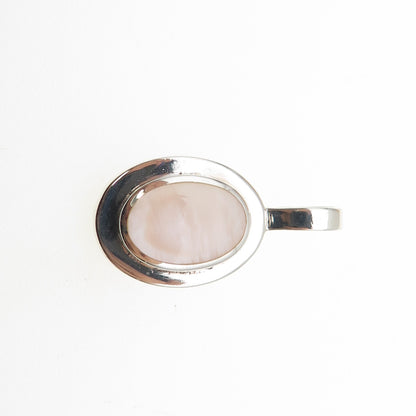 925 Sterling Silver Vintage Real MOP Oxidized Mini Charm Pendant