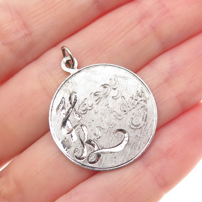 Griffith & Sons Co. Sterling Silver Vintage Mom Dad Happy Birthday Charm Pendant
