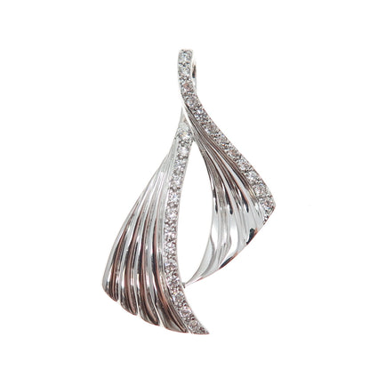 925 Sterling Silver Round-Cut C Z Modernist Petal Slide Charm Pendant