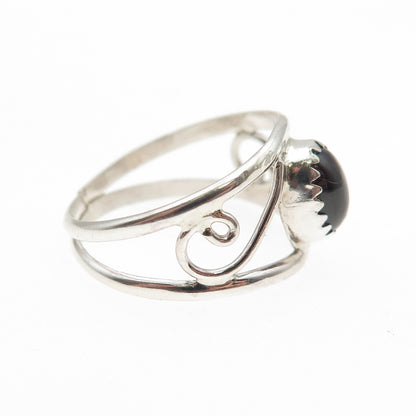 925 Sterling Silver Vintage Real Red Garnet Swirl Ring Size 6