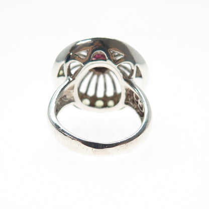 SAJEN 925 Sterling Silver Vintage Real Tourmaline & Peridot Ring Size 7.25