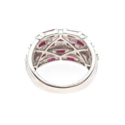 Chuck Clemency 925 Sterling Lab-Created Ruby & Real White Topaz Ring Size 7.25
