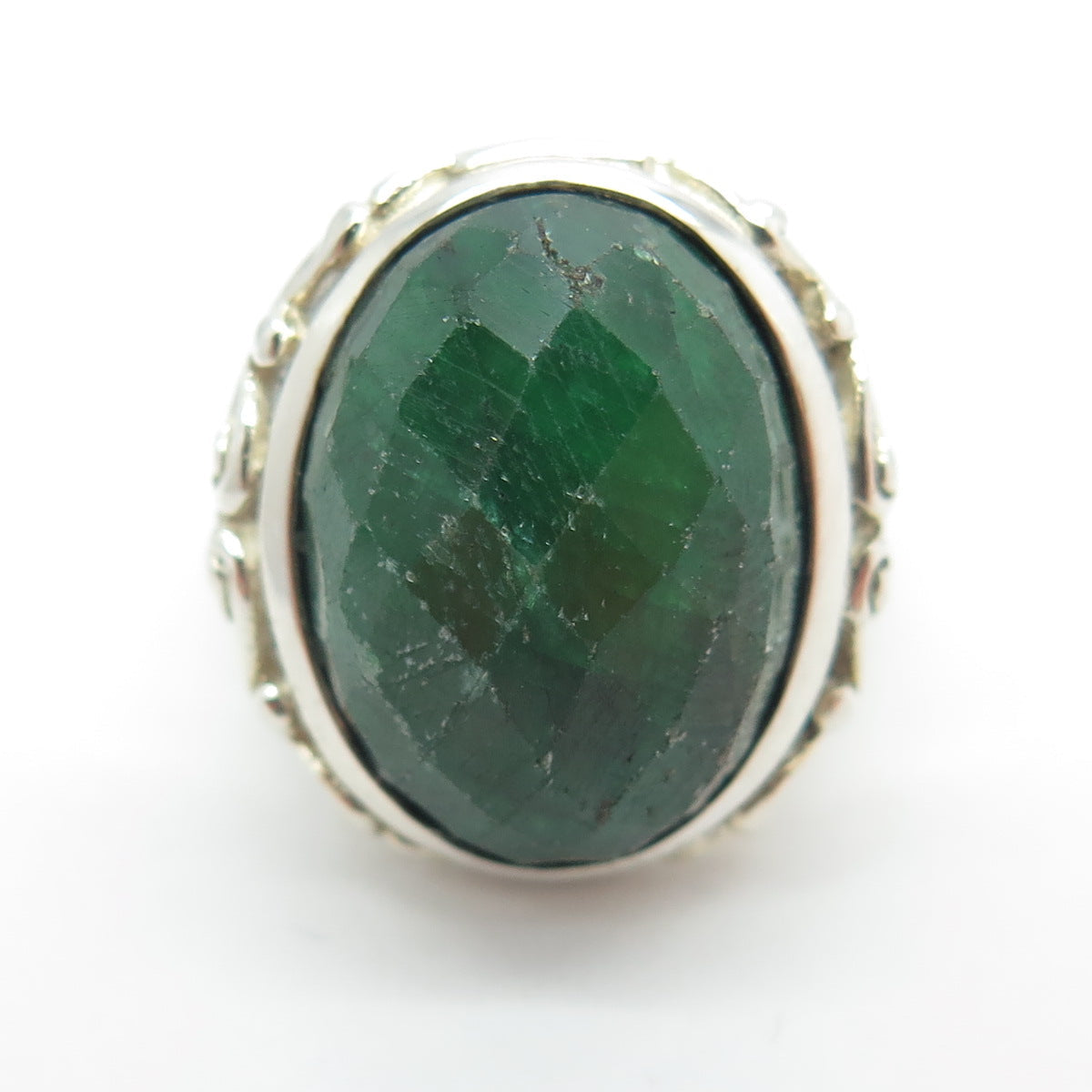 925 Sterling Silver Real Oval-Cut Zoisite Ruby Swirl Ring Size 6