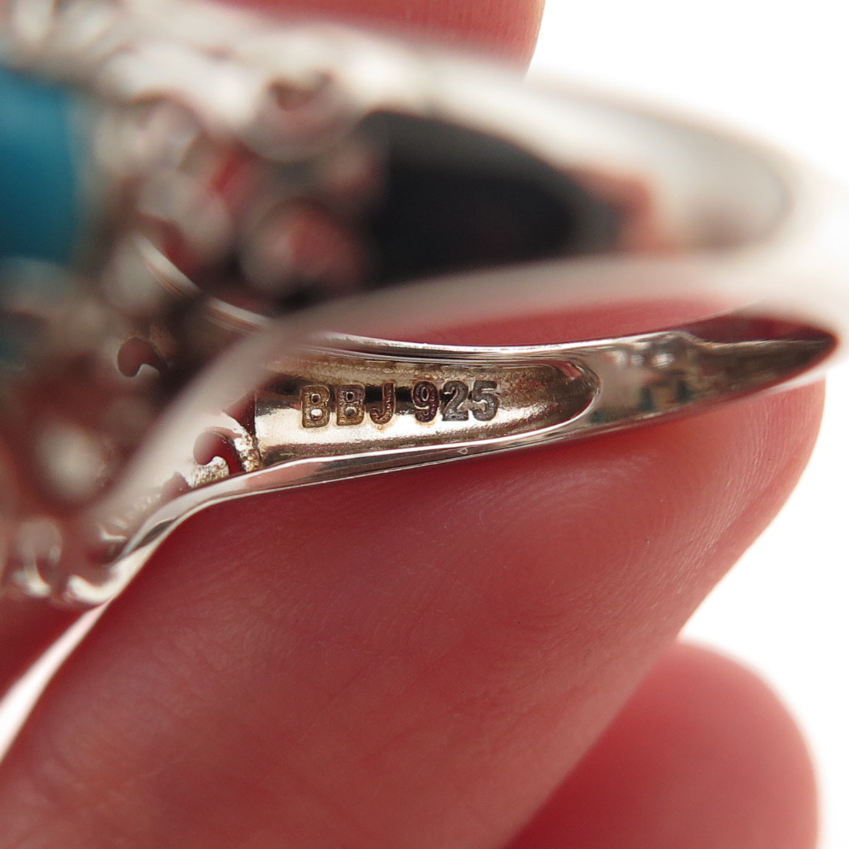 925 Sterling Silver Real Sleeping Beauty Turquoise Swirl Ring Size 8
