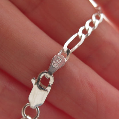 P. Lux 925 Sterling Silver Italy Figaro Chain Necklace 22"