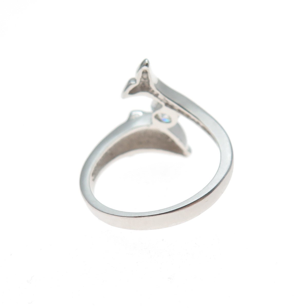 925 Sterling Silver RSC Round-Cut C Z Dolphin Ring Size 4.75