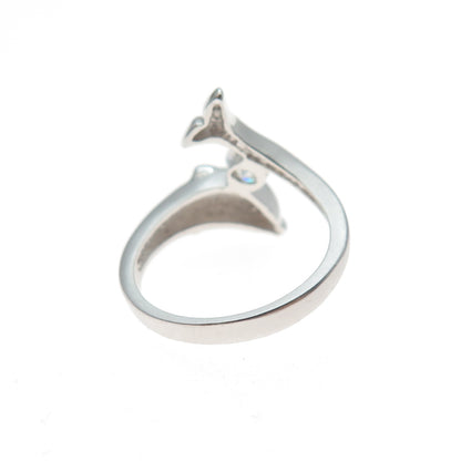 925 Sterling Silver RSC Round-Cut C Z Dolphin Ring Size 4.75