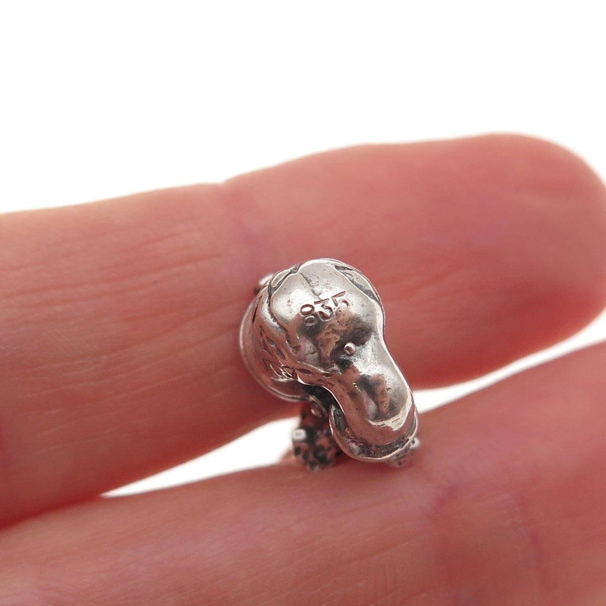 835 Silver Antique Art Deco Smoking Pipe Oxidized 3D Charm Pendant