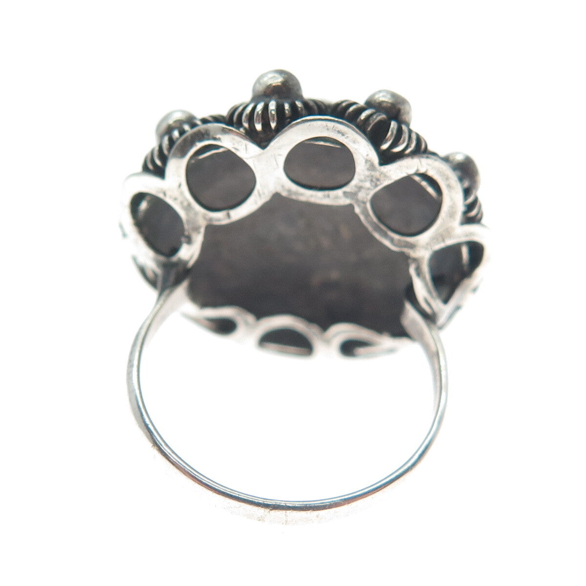 925 Sterling Silver Antique Germany Cannetille Oxidized Dome Ring Size 5.25