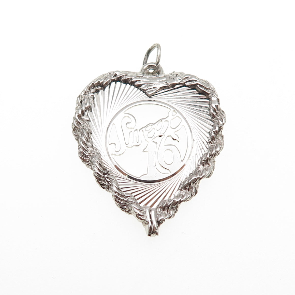Town & Country 925 Sterling Silver Vintage Sweet 16 Heart Charm Pendant