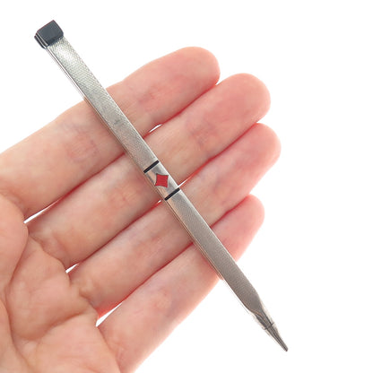 935 Silver Vintage Enamel Diamonds Playing Card Suits Mechanical Pencil