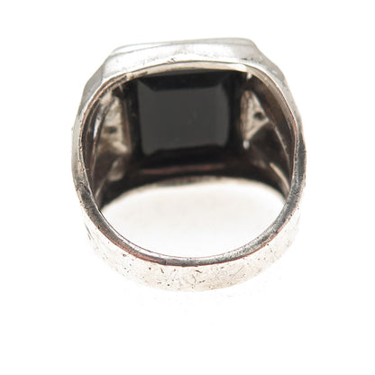 Clark & Coombs Sterling Antique Hematite Rhinestone Roman Warrior Ring Size 4.5
